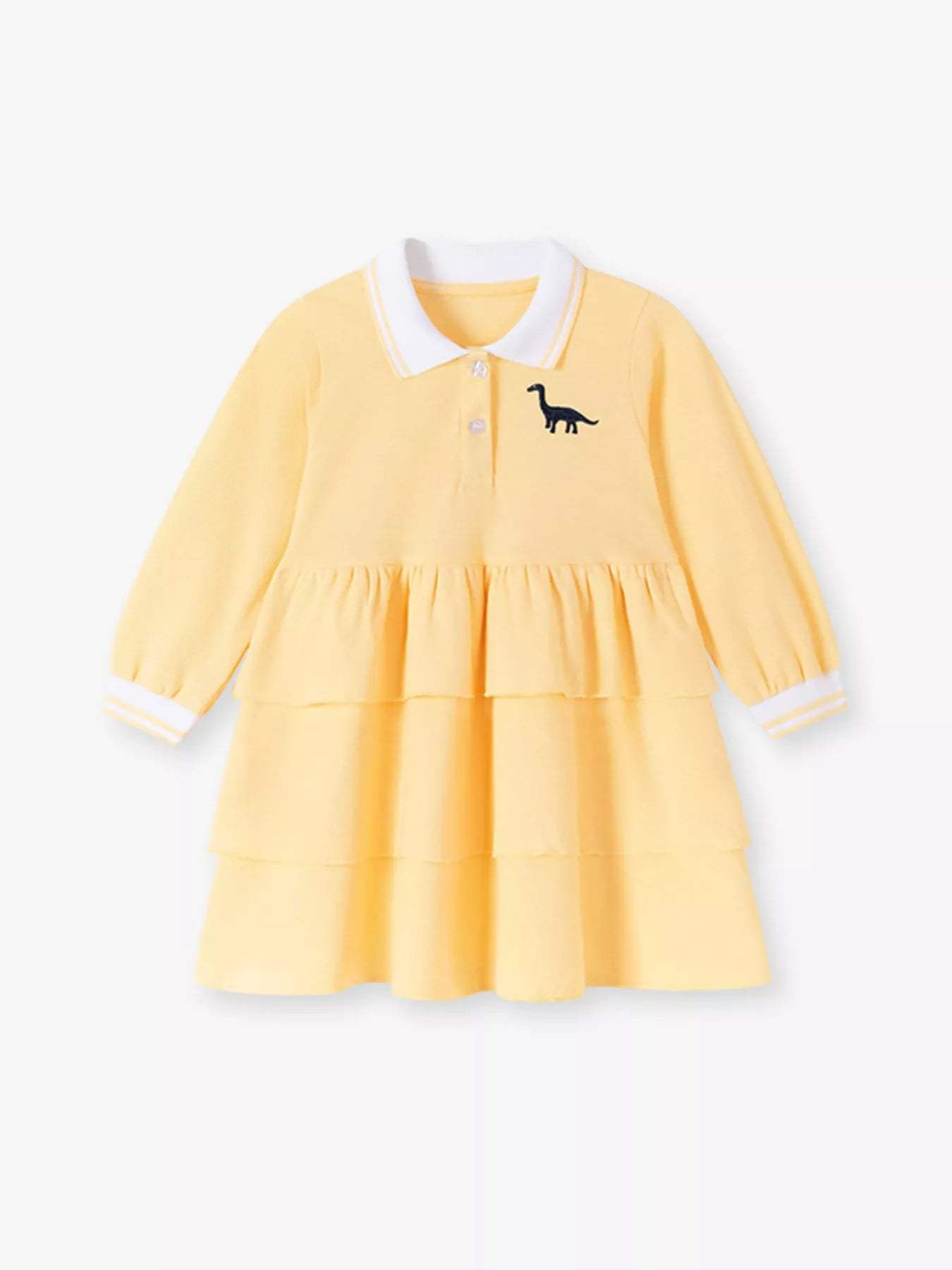 Children's Polo Collar Tiered Dress - Trendsi - Flyclothing LLC