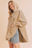 Aemi+Co Slit Half Snap Oversize Hoodie - Trendsi - Flyclothing LLC