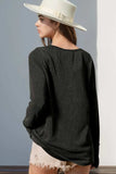 Double Take Full Size Notched Thumbhole Long Sleeve T-Shirt - Trendsi - Flyclothing LLC