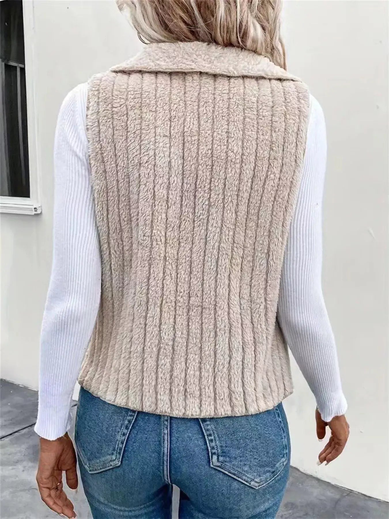 Cozy Fleece Open Front Vest Coat - Trendsi - Flyclothing LLC