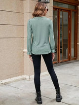 Lace Detail Eyelet V-Neck Flounce Sleeve Blouse - Trendsi - Flyclothing LLC