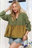 ADORA Mineral Washed Babydoll Tunic Top - Trendsi - Flyclothing LLC