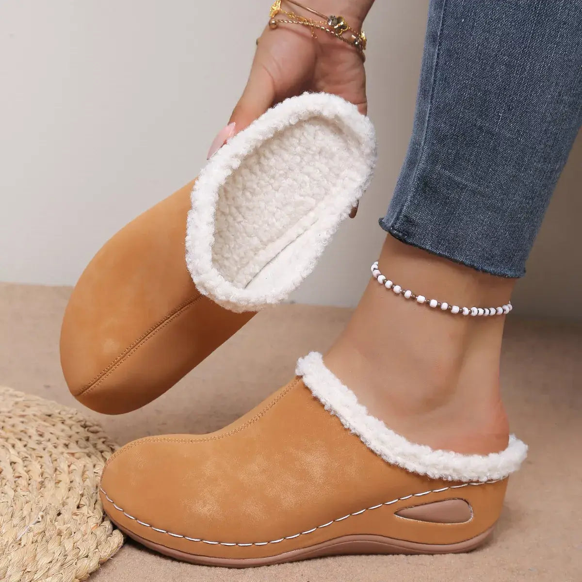 Plush Lined Wedge Slip-Ons - Trendsi - Flyclothing LLC