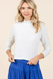 Mittoshop Mock Neck Rib Knit Long Sleeve Crop Top - Trendsi