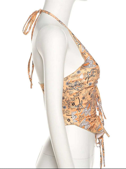 Printed Halter Neck Cami - Trendsi - Flyclothing LLC