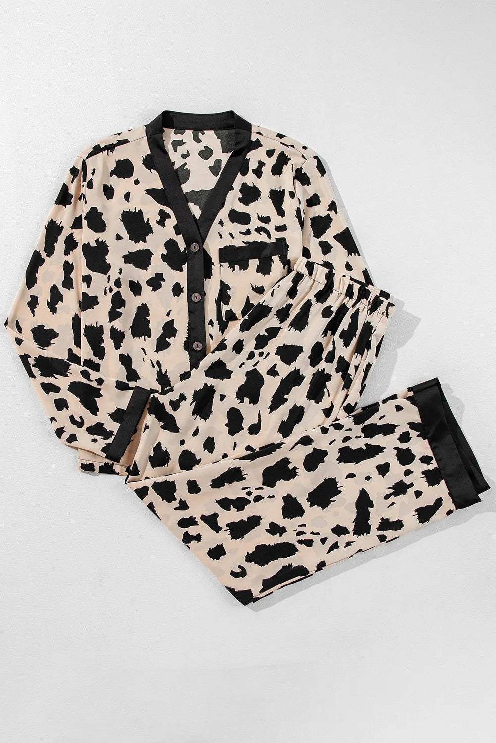 Button Up Long Sleeve Top and Pants Lounge Set - Trendsi - Flyclothing LLC