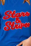 STARS & STRIPES Round Neck Short Sleeve T-Shirt - Trendsi - Flyclothing LLC