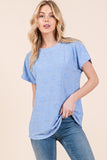 BOMBOM Textured Floral Pattern Short Sleeve T-Shirt - Trendsi