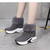 Fuzzy Side Zipper Platform Ankle Boots - Trendsi - Flyclothing LLC