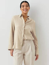 Textured Collared Neck Long Sleeve Shirt - Trendsi - Flyclothing LLC