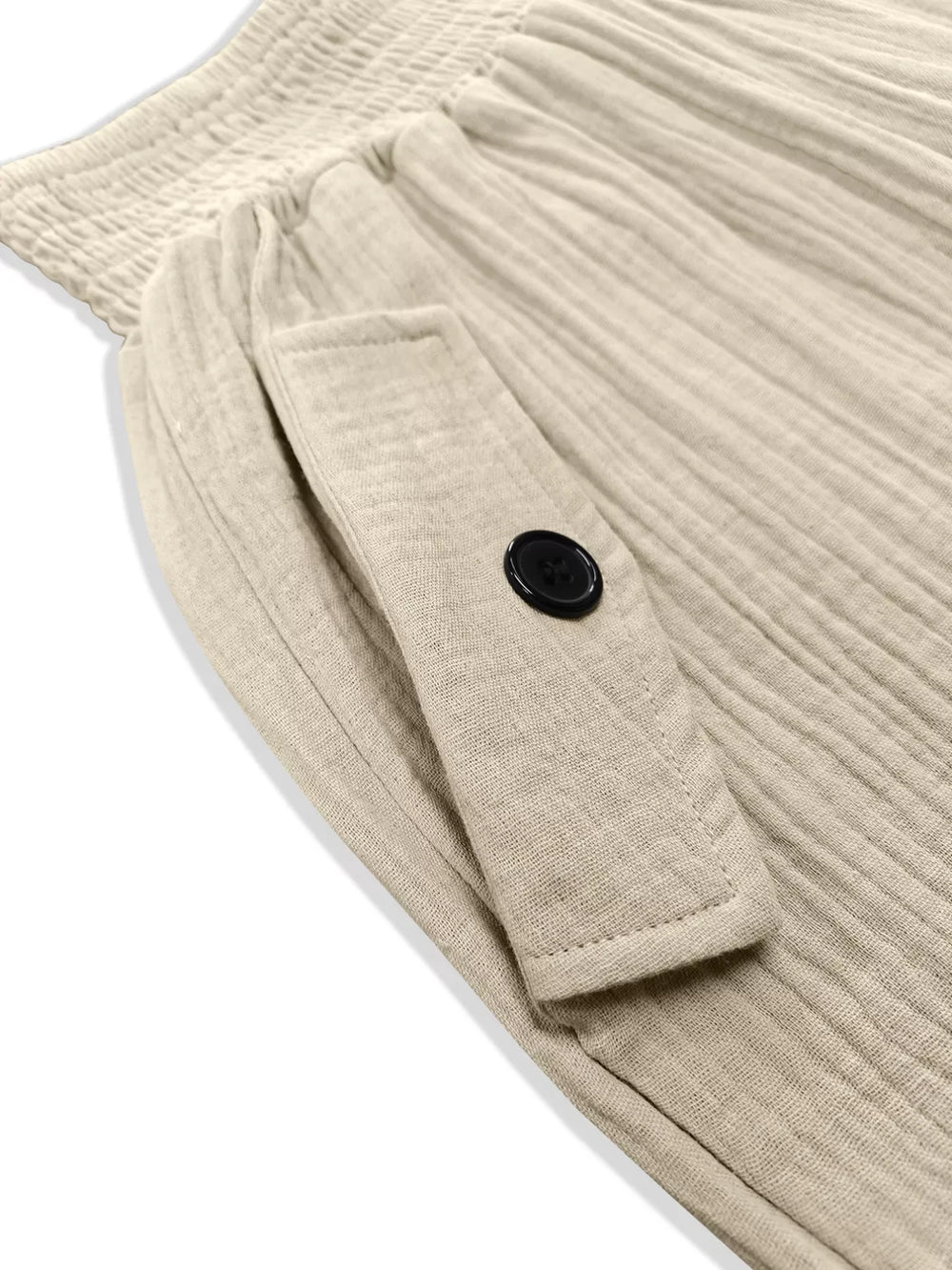 Smocked Textured Casual Pants - Trendsi - Flyclothing LLC