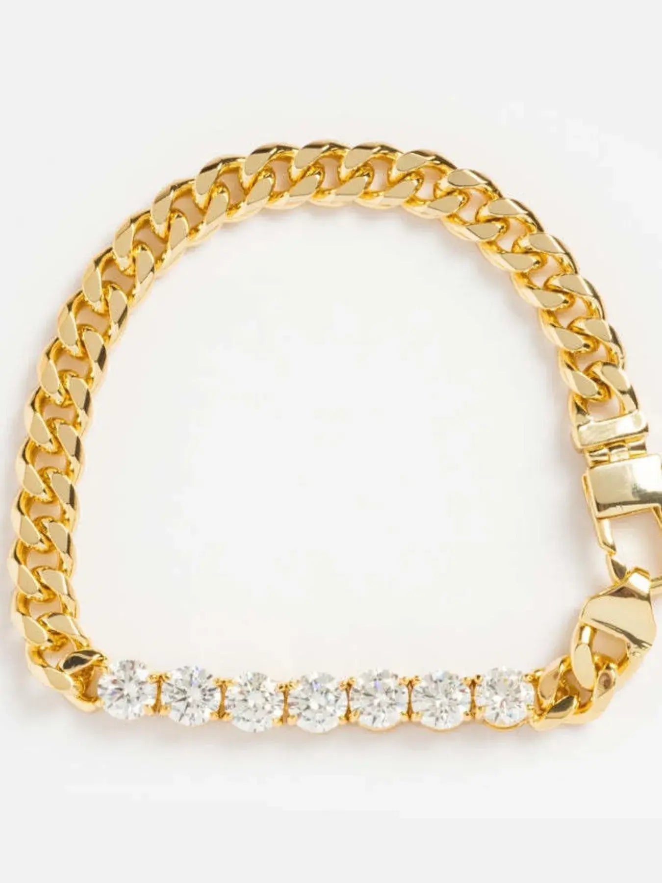 18K Gold-Plated Zircon Necklace and Bracelet Jewelry Set - Trendsi - Flyclothing LLC