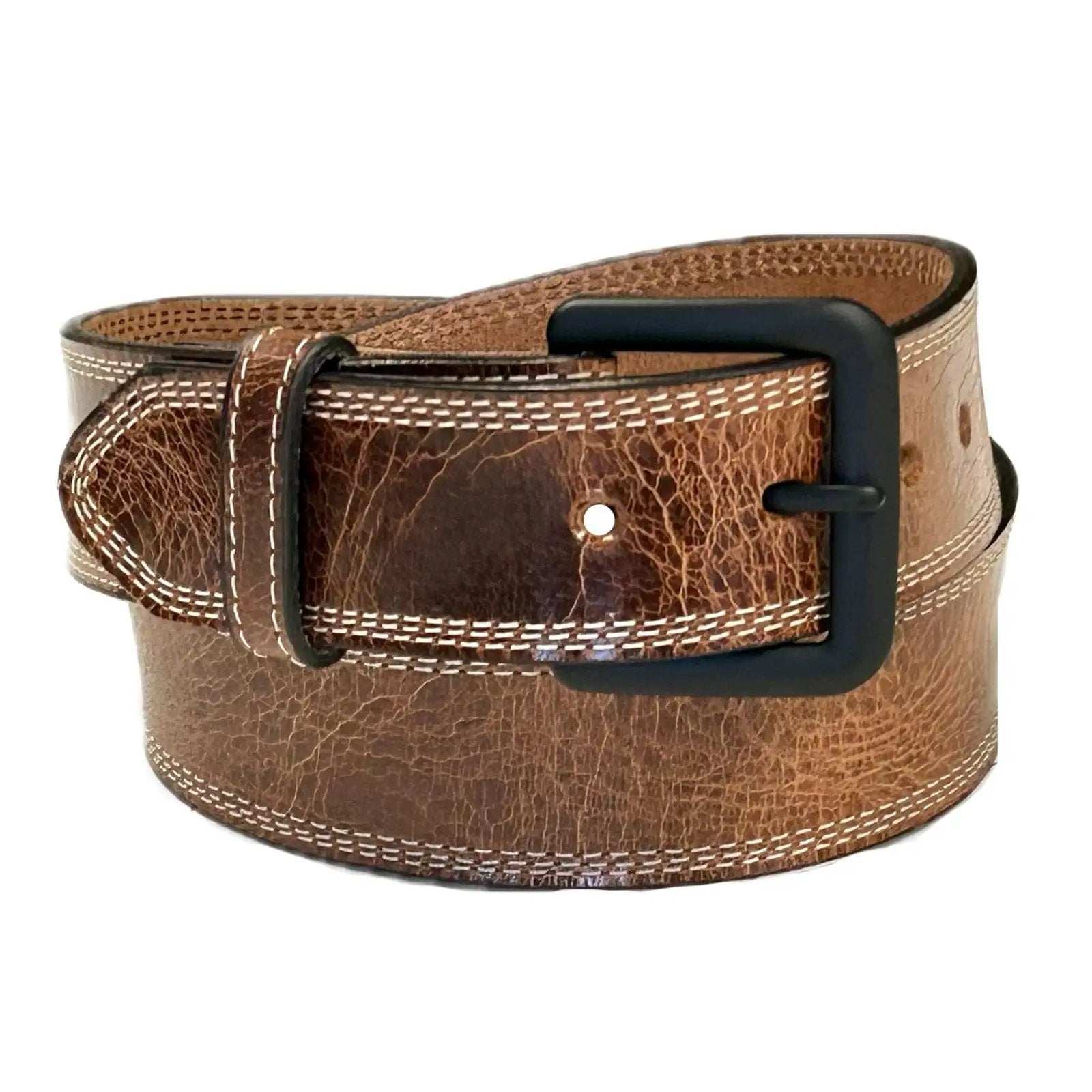 Rockmont Clothing Triple Stich Distressed Brown Leather Western Belt - Rockmount Clothing - Flyclothing LLC