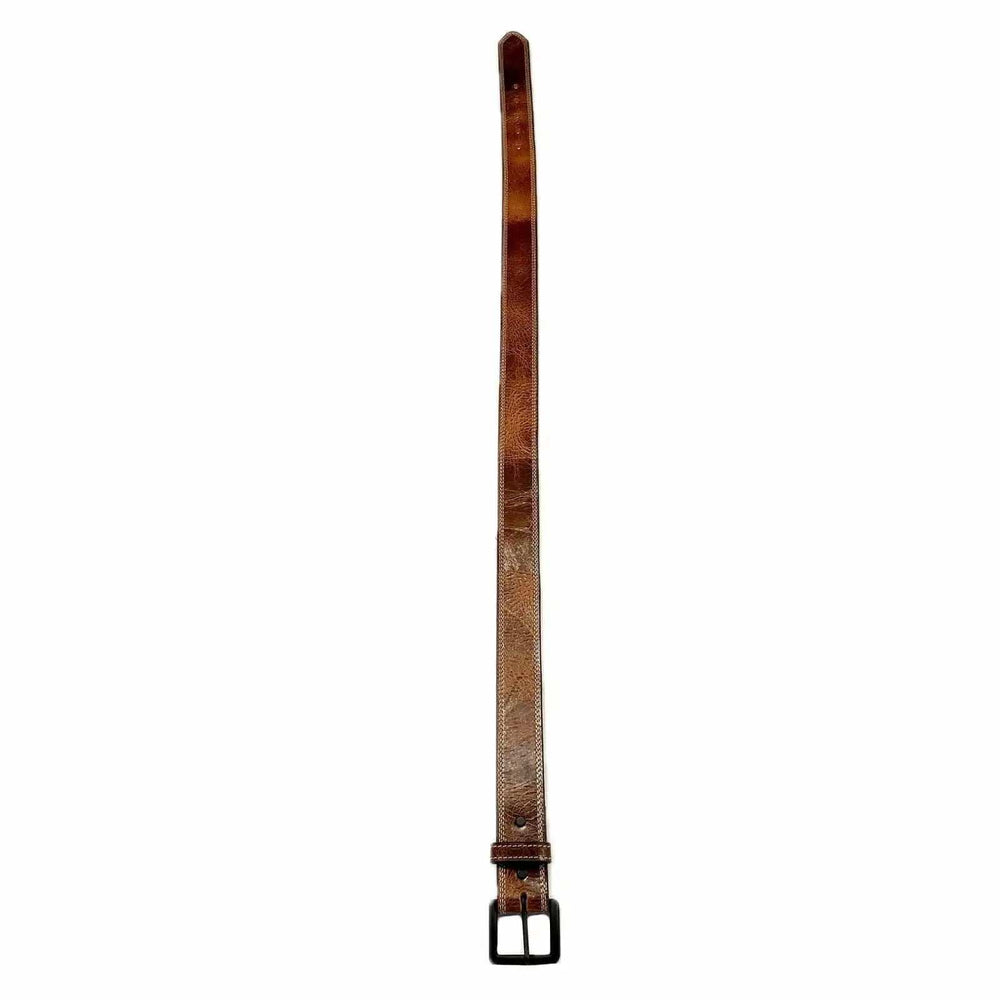 Rockmont Clothing Triple Stich Distressed Brown Leather Western Belt - Rockmount Clothing - Flyclothing LLC