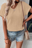 V-Neck Short Sleeve T-Shirt - Trendsi - Flyclothing LLC