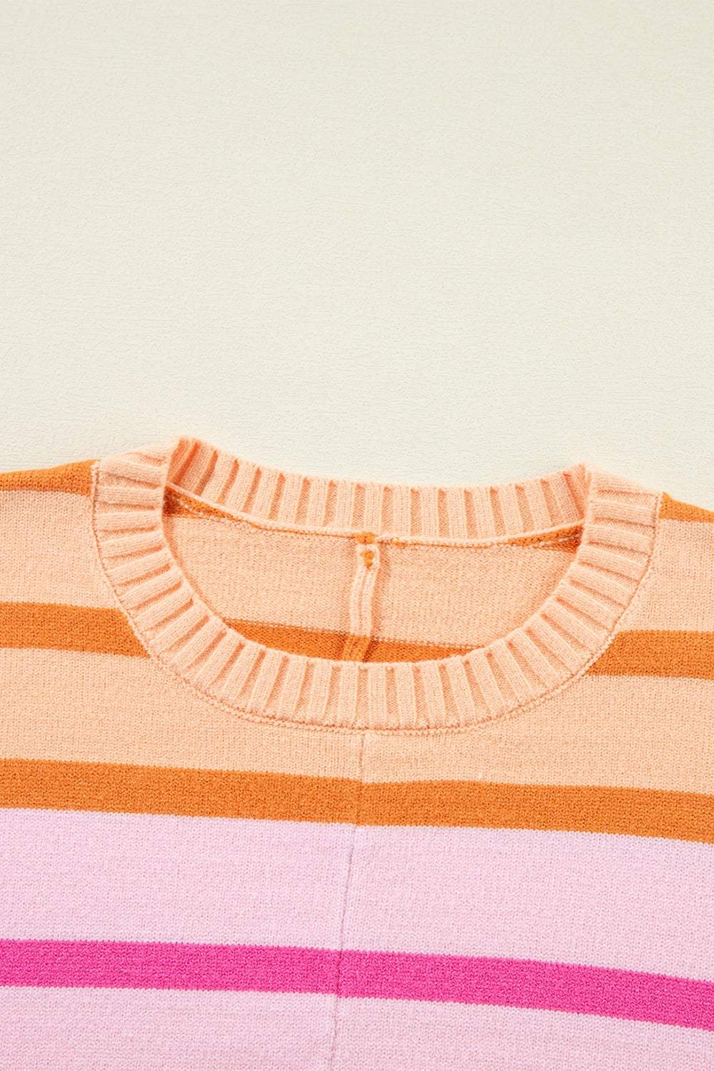 Contrast Striped Round Neck Long Sleeve Knit Top - Trendsi - Flyclothing LLC