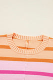 Contrast Striped Round Neck Long Sleeve Knit Top - Trendsi - Flyclothing LLC