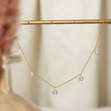 Stainless Steel Rhinestone Charm Necklace - Trendsi