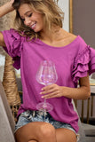 BiBi Layered Ruffle Sleeve Jersey Top - Trendsi