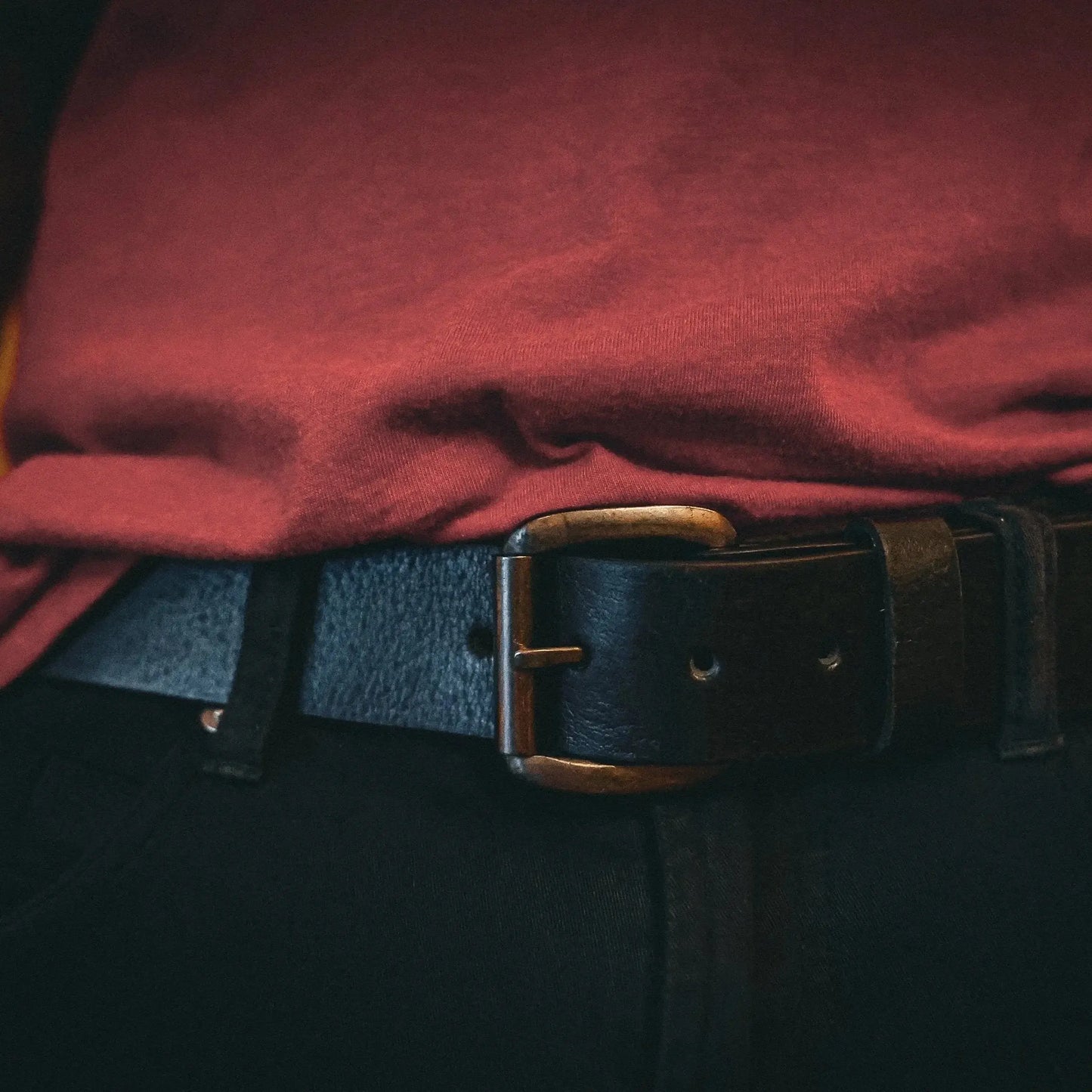Mens Premium Leather Belt in Black - Unik Just for Bikers - Flyclothing LLC