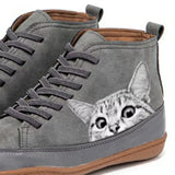 Cat Print Striped Ankle Sneakers - Trendsi - Flyclothing LLC