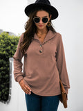 Half Button Long Sleeve T-Shirt - Trendsi