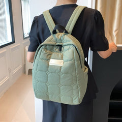 Quilted Polyester Backpack Bag - Trendsi