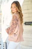 Hailey & Co Leopard Sleeve Color Block Knit Top - Trendsi