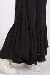 Mittoshop Lace Ruffle Asymmetric Hem Wide Leg Pants - Trendsi - Flyclothing LLC