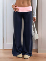 Perfee Contrast Wide Leg Pants - Trendsi - Flyclothing LLC