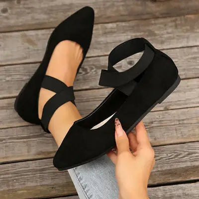 Crisscross Point Toe Flat Slip-Ons - Trendsi - Flyclothing LLC