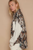 POL Contrast Sleeves Button Down Floral Jacquard Shirt - Trendsi