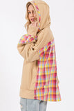 SAGE + FIG Full Size Plaid Print Washed Hoodie - Trendsi