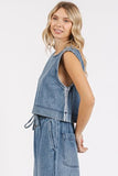 Mittoshop Washed Denim Distressed Detail Crop Tank - Trendsi