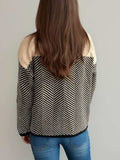 Contrast Turtleneck Long Sleeve Sweater - Trendsi - Flyclothing LLC