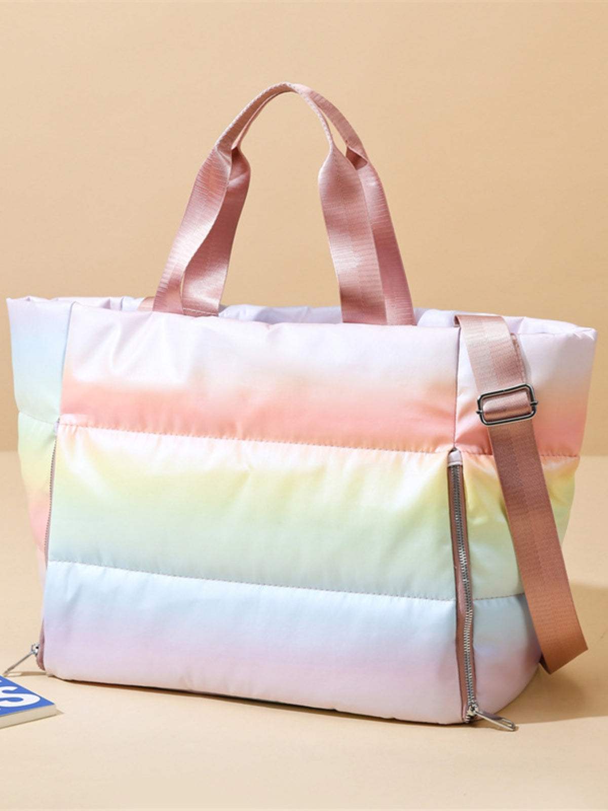 Gradient Quilted Travel Bag with Side Zippers - Trendsi - Flyclothing LLC