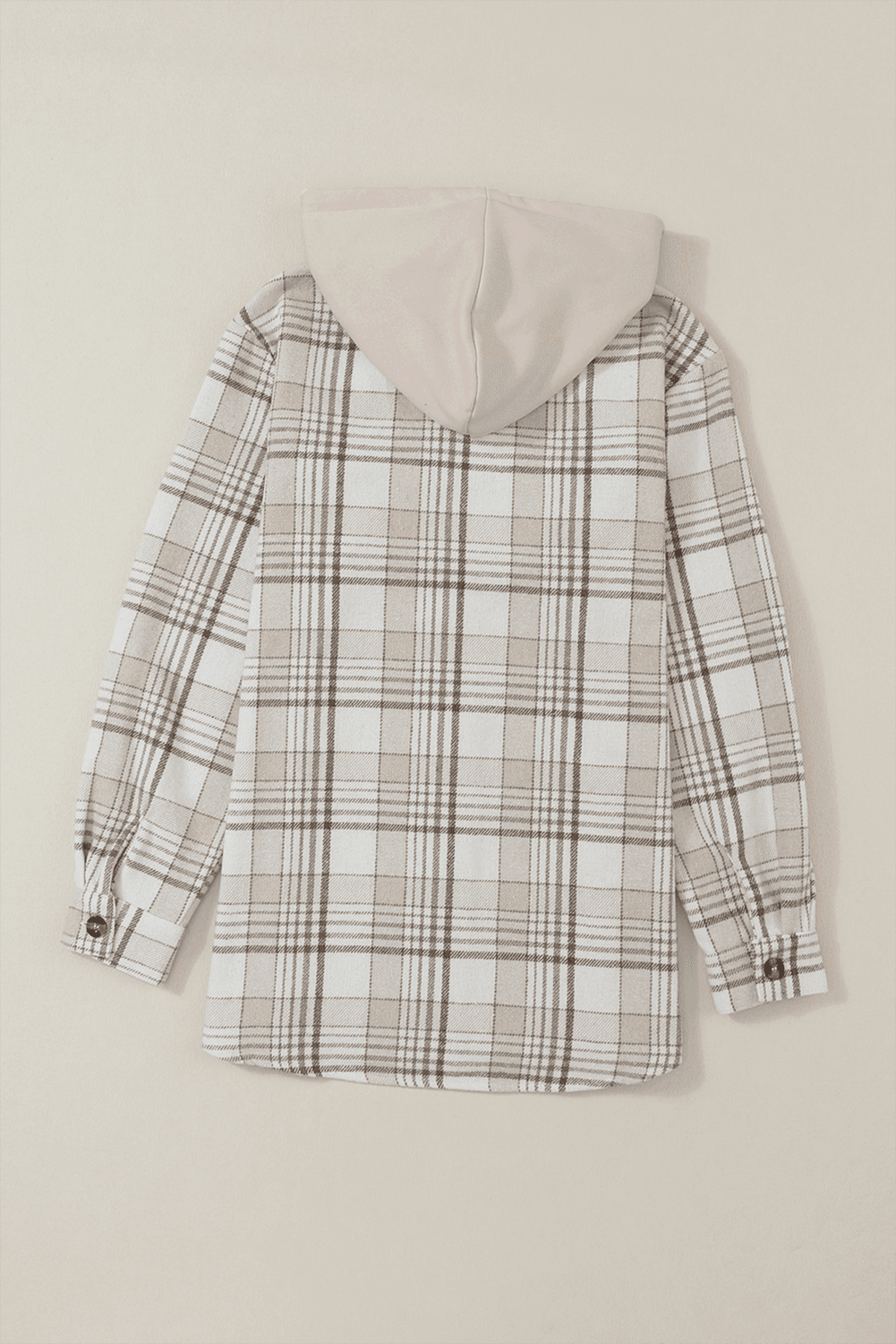 Plaid Removable Hood Button Up Shacket - Trendsi - Flyclothing LLC