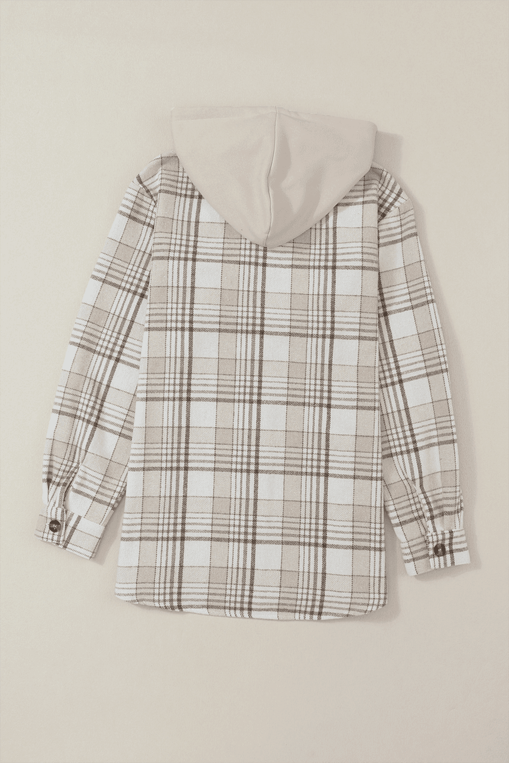 Plaid Removable Hood Button Up Shacket - Trendsi - Flyclothing LLC