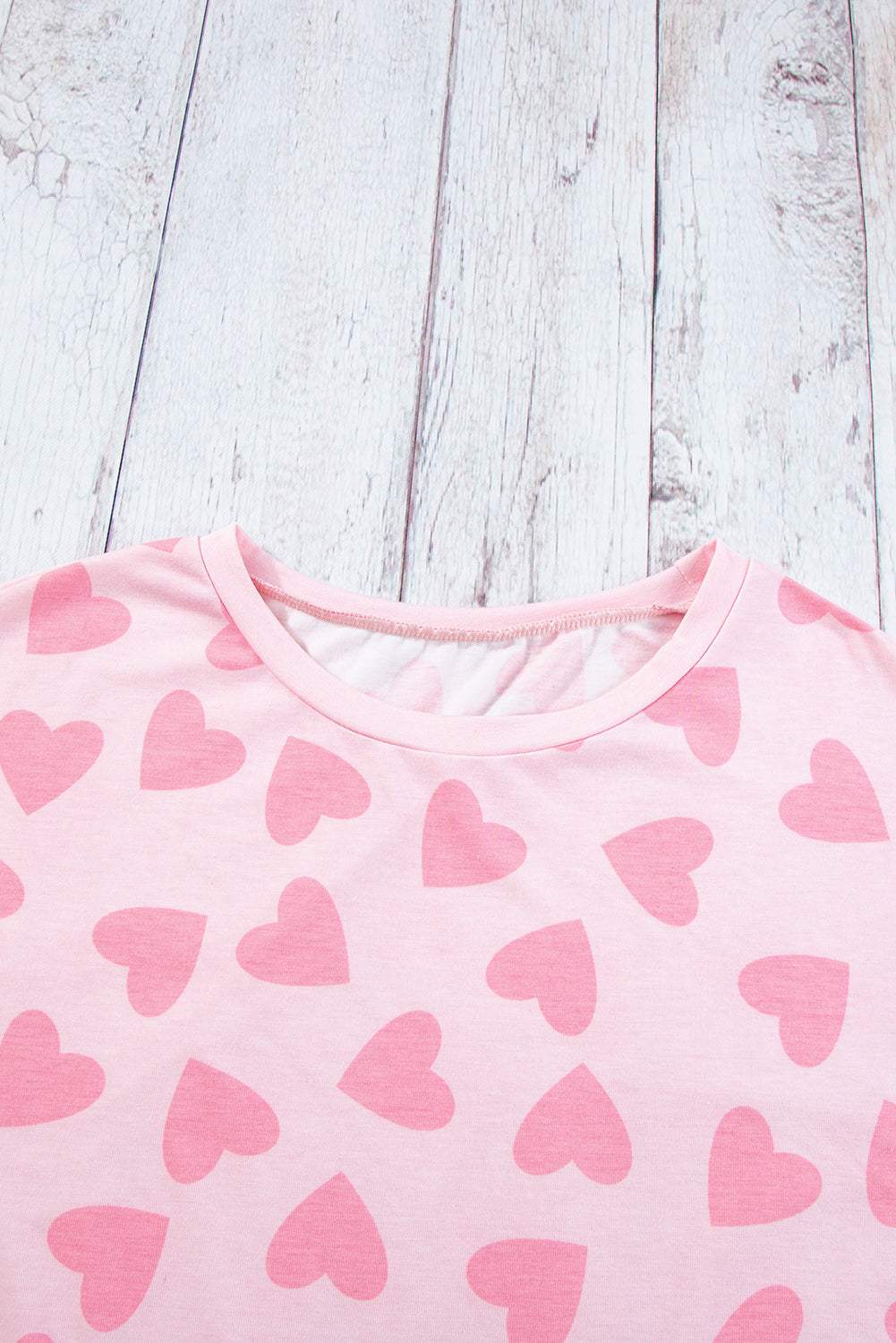 Heart Print Long Sleeve Top and Shorts Lounge Set - Trendsi - Flyclothing LLC