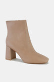 Beast Fashion PU Leather Block Heel Boots with Side Zippers - Trendsi