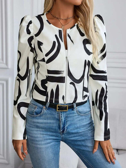 Zip Up Long Sleeve Jacket - Trendsi - Flyclothing LLC