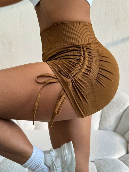 Drawstring High Waist Active Shorts - Trendsi