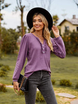 Puff Sleeve Ruffle Trim Blouse - Trendsi - Flyclothing LLC