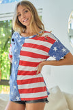 BiBi American Flag Theme Short Sleeve T-Shirt - Trendsi