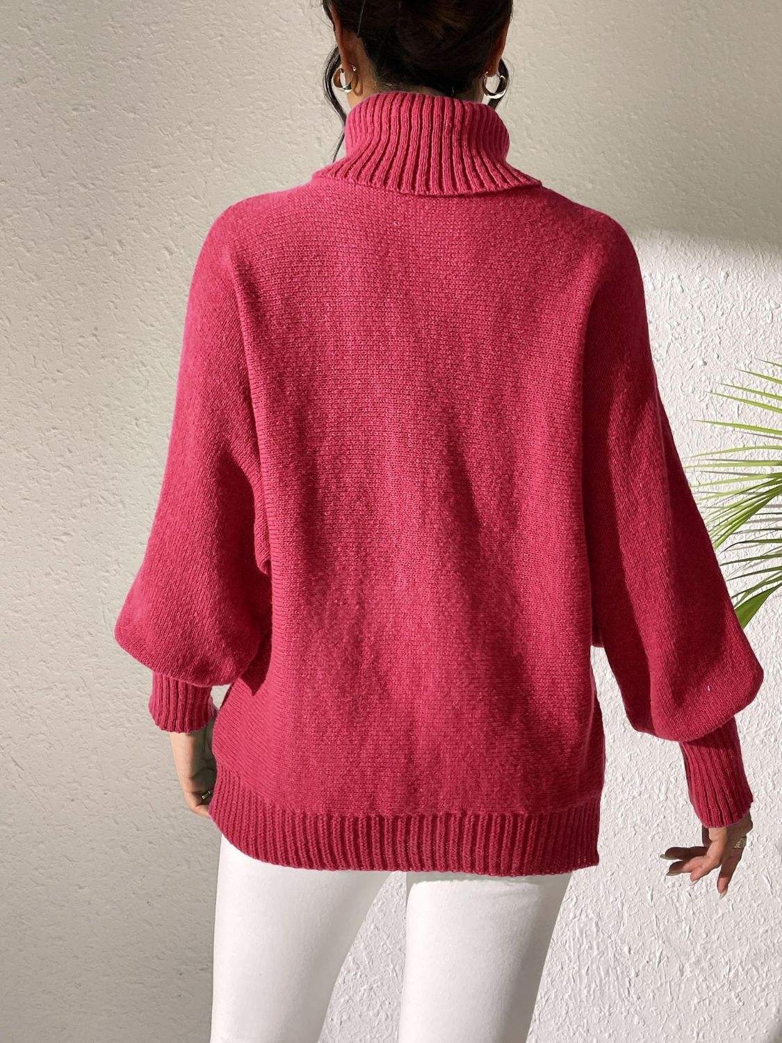 Lip Turtleneck Long Sleeve Sweater - Trendsi - Flyclothing LLC