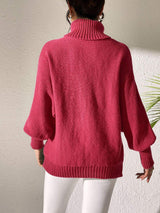 Lip Turtleneck Long Sleeve Sweater - Trendsi - Flyclothing LLC
