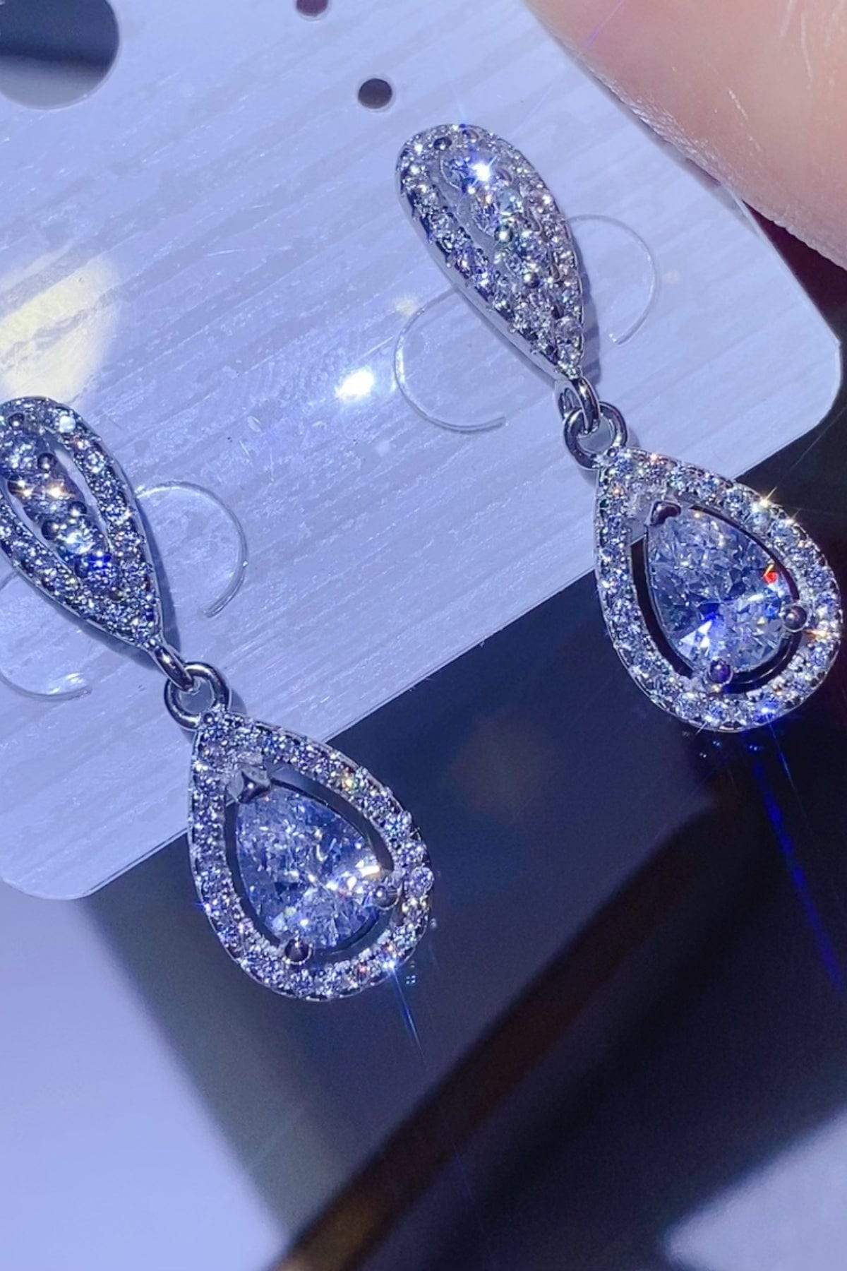 2 Carat Moissanite 925 Sterling Silver Teardrop Earrings - Trendsi - Flyclothing LLC