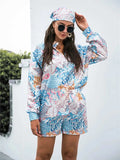 Printed Button Up Long Sleeve Shirt and Shorts Set - Trendsi - Flyclothing LLC
