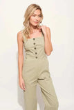 And The Why Square Neck Button Down Cropped Wide Leg Jumpsuit - Trendsi - Flyclothing LLC