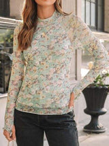Lovelet Mock Neck Long Sleeve Top - Trendsi - Flyclothing LLC